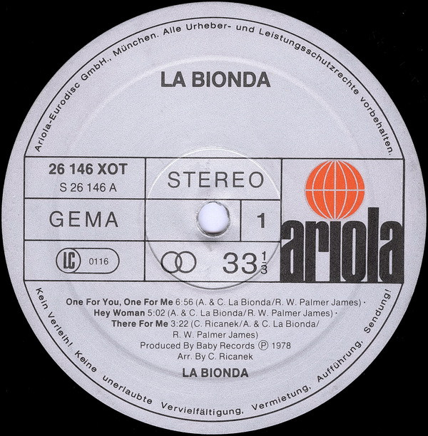 La Bionda - La Bionda | Ariola (26 146 XOT) - 5