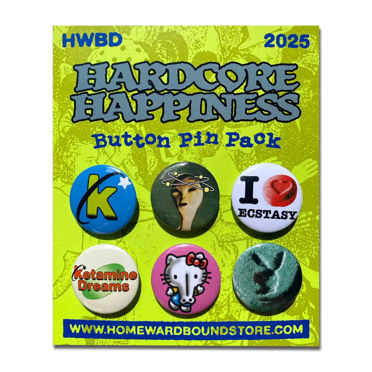 HOMEWARD BOUND - Hardcore Happiness Button Pin Pack - main HOMEWARD BOUND - Hardcore Happiness Button Pin Pack - main