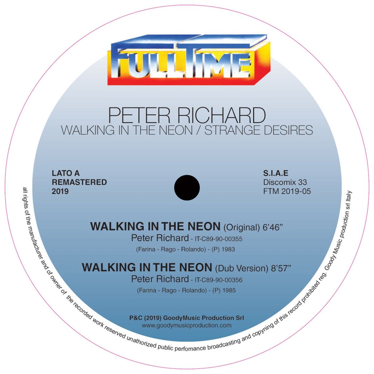 Peter Richard - Walking In The Neon / Strange Desires | Full Time Records (FTM 2019-05) - main Peter Richard - Walking In The Neon / Strange Desires | Full Time Records (FTM 2019-05) - main