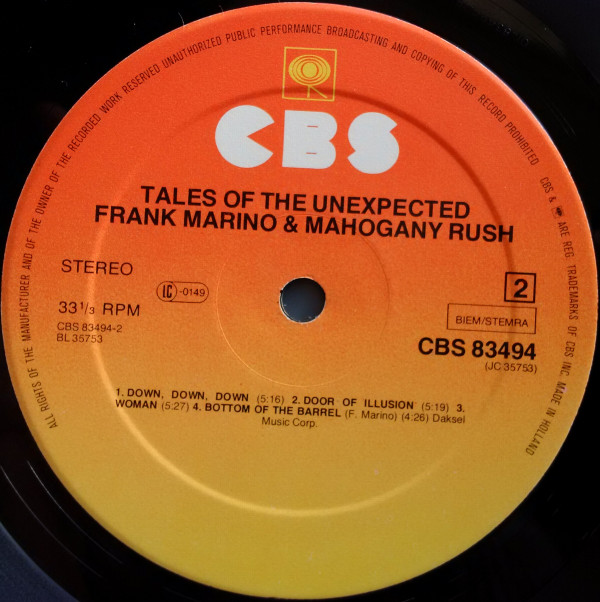 Frank Marino & Mahogany Rush - Tales Of The Unexpected | CBS (83494) - 4 Frank Marino & Mahogany Rush - Tales Of The Unexpected | CBS (83494) - 4