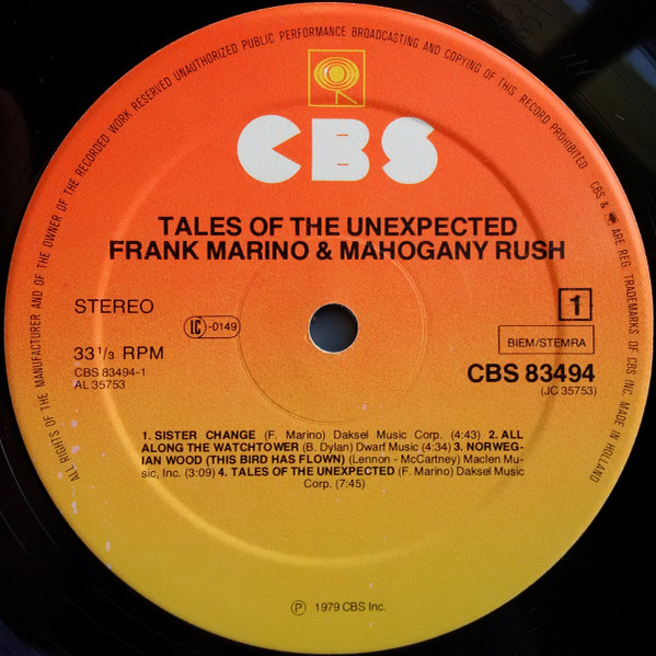 Frank Marino & Mahogany Rush - Tales Of The Unexpected | CBS (83494) - 3 Frank Marino & Mahogany Rush - Tales Of The Unexpected | CBS (83494) - 3
