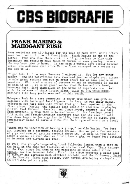 Frank Marino & Mahogany Rush - Tales Of The Unexpected | CBS (83494) - 5 Frank Marino & Mahogany Rush - Tales Of The Unexpected | CBS (83494) - 5