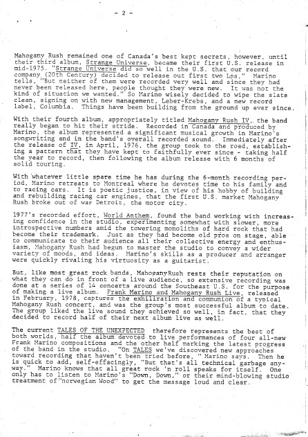 Frank Marino & Mahogany Rush - Tales Of The Unexpected | CBS (83494) - 6 Frank Marino & Mahogany Rush - Tales Of The Unexpected | CBS (83494) - 6