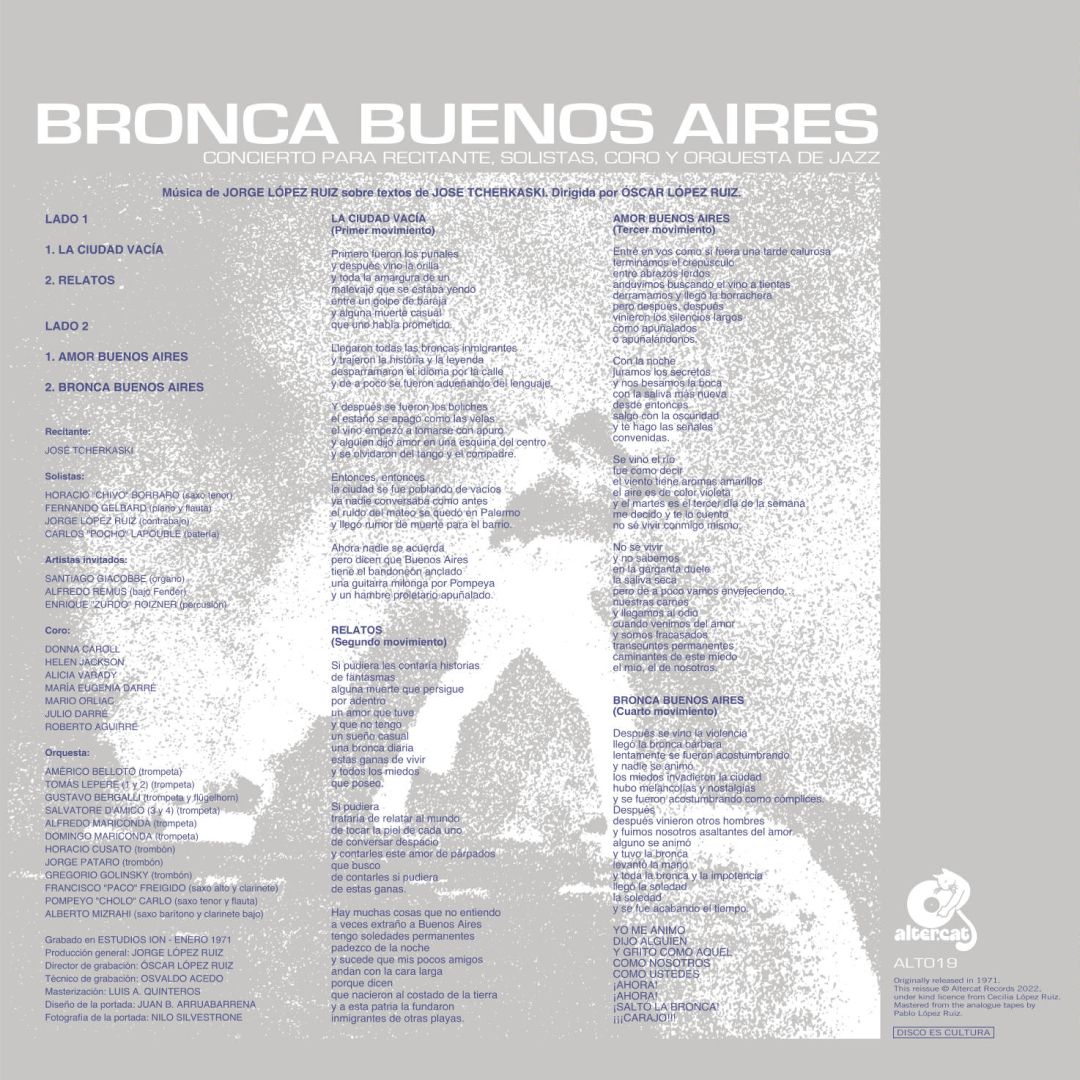 独LP Jorge Lopez Ruiz Bronca Buenos Aires ALT019 Altercat /00260 LP JORGE LOPEZ RUIZ Bronca Buenos Aires ALT019 Altercat