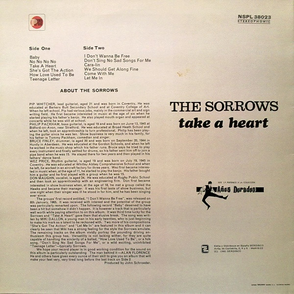 The Sorrows - Take A Heart | PRT (ZL-507) - 2