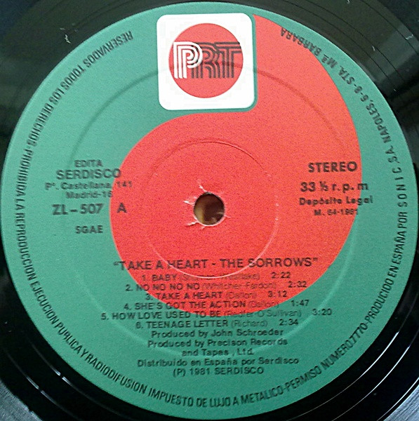 The Sorrows - Take A Heart | PRT (ZL-507) - 3