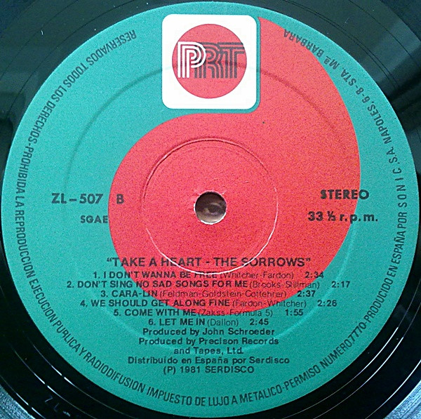 The Sorrows - Take A Heart | PRT (ZL-507) - 4