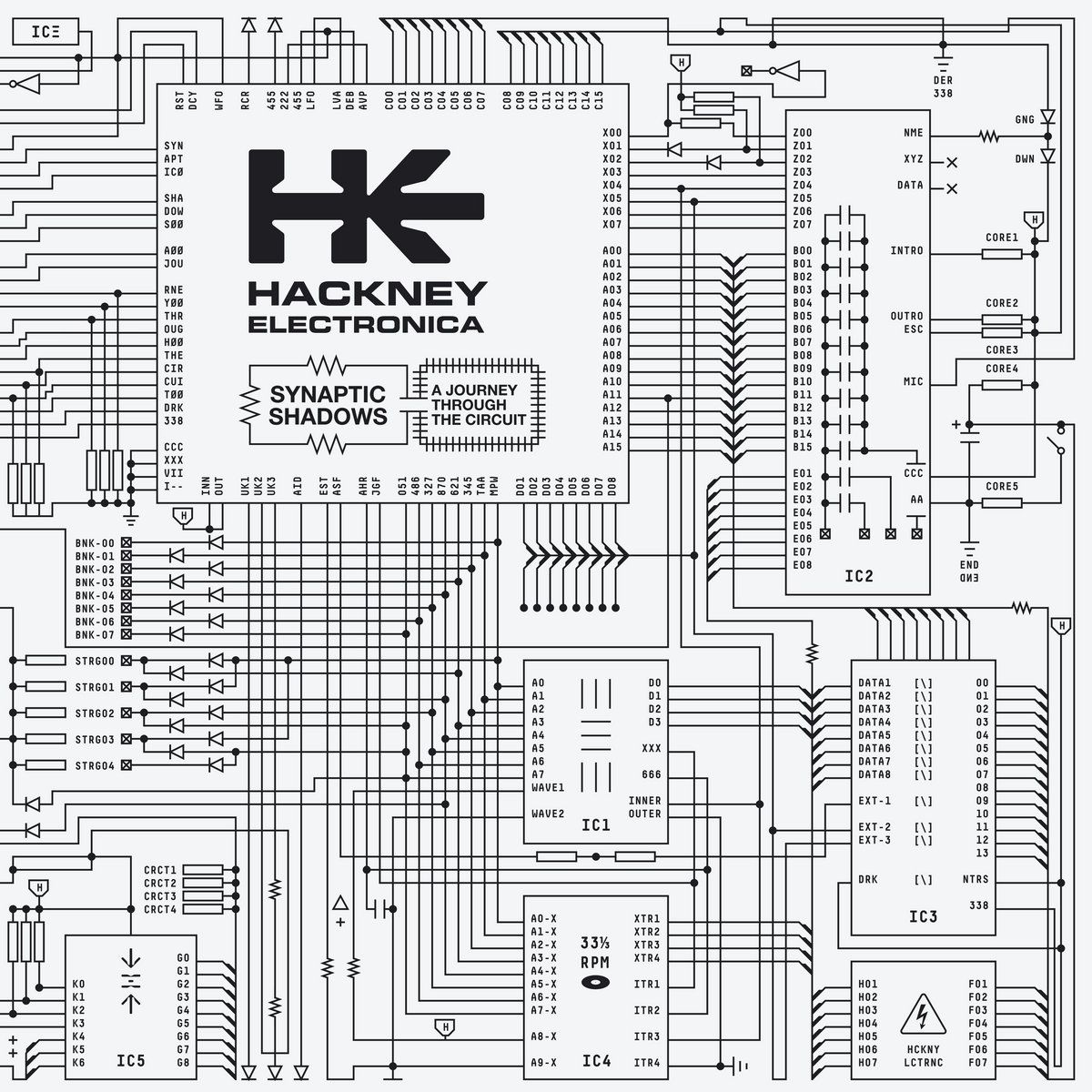 Hackney Electronica - Synaptic Shadows: A Journey Through The Circuit | Dark Entries (DE-338) - main Hackney Electronica - Synaptic Shadows: A Journey Through The Circuit | Dark Entries (DE-338) - main
