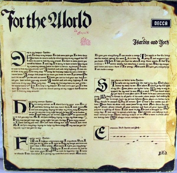 Hardin And York - For The World | Decca (SLK 16722-P) - main