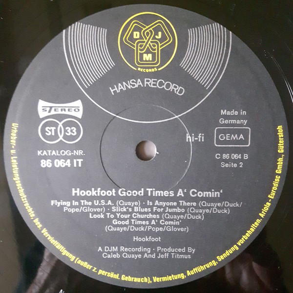 Hookfoot - Good Times A' Comin' | DJM Records (86 064 IT) - 6