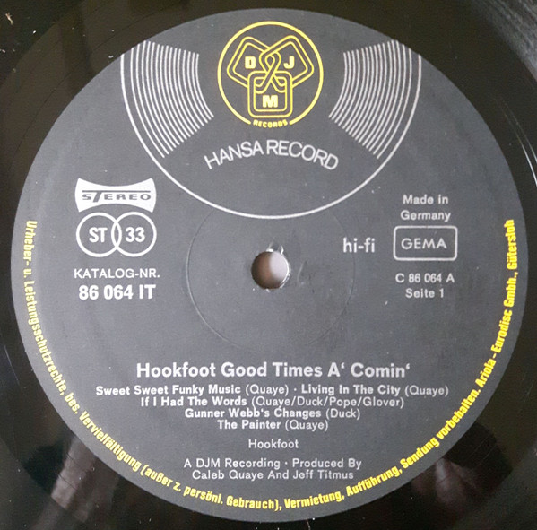 Hookfoot - Good Times A' Comin' | DJM Records (86 064 IT) - 5