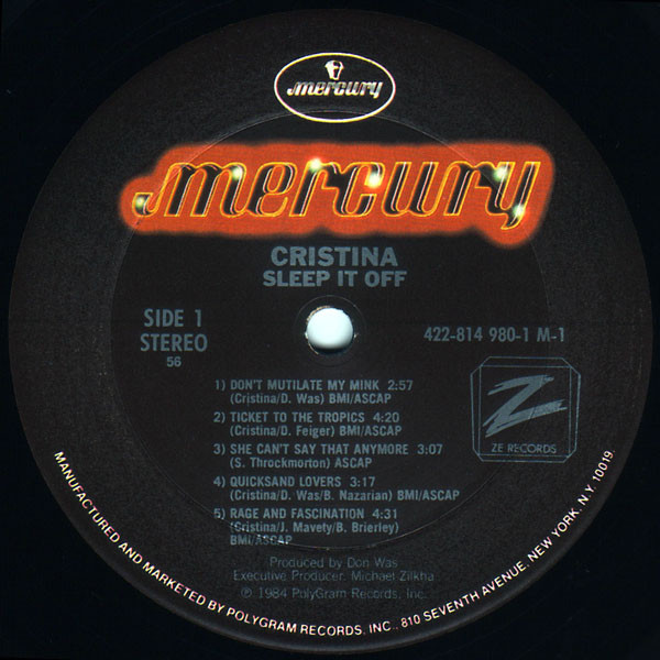 Cristina - Sleep It Off | Mercury (814 980-1 M-1) - 5