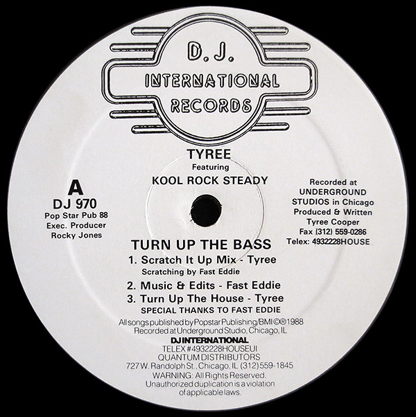 Tyree Featuring Kool Rock Steady - Turn Up The Bass | D.J. International Records (DJ 970) - main