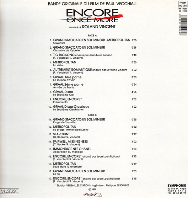 Roland Vincent - Encore / Once More (Bande Originale Du Film) | Rendez Vous (190581) - 2 Roland Vincent - Encore / Once More (Bande Originale Du Film) | Rendez Vous (190581) - 2