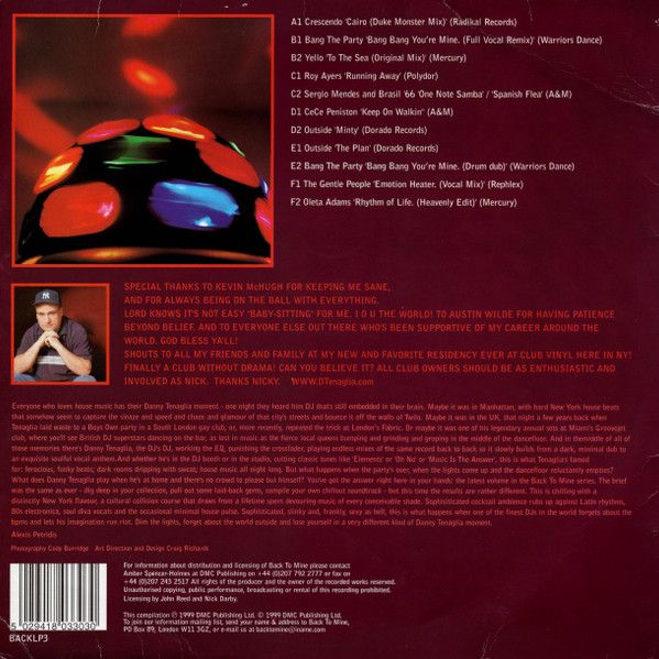 Danny Tenaglia - Back To Mine | DMC (BACKLP03) - 2