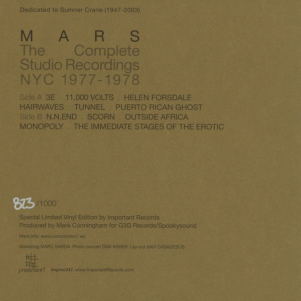 Mars - The Complete Studio Recordings NYC 1977-1978 | Important Records (imprec047) - 2 Mars - The Complete Studio Recordings NYC 1977-1978 | Important Records (imprec047) - 2