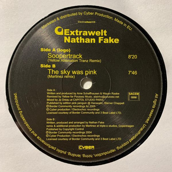 Extrawelt & Nathan Fake - Soopertrack / The Sky Was Pink | Electrochoc Records (Electrochoc006) - main Extrawelt & Nathan Fake - Soopertrack / The Sky Was Pink | Electrochoc Records (Electrochoc006) - main