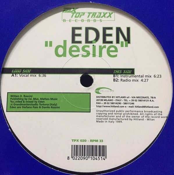 Eden - Desire | Top Traxx Records (TPX 020) - main