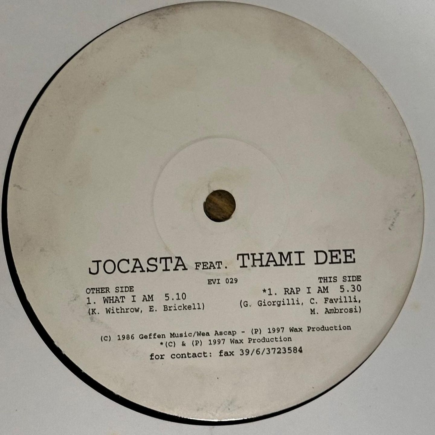 Jocasta Feat. Thami Dee - Rap I Am / What I Am | Evidence (EVI 029) - main