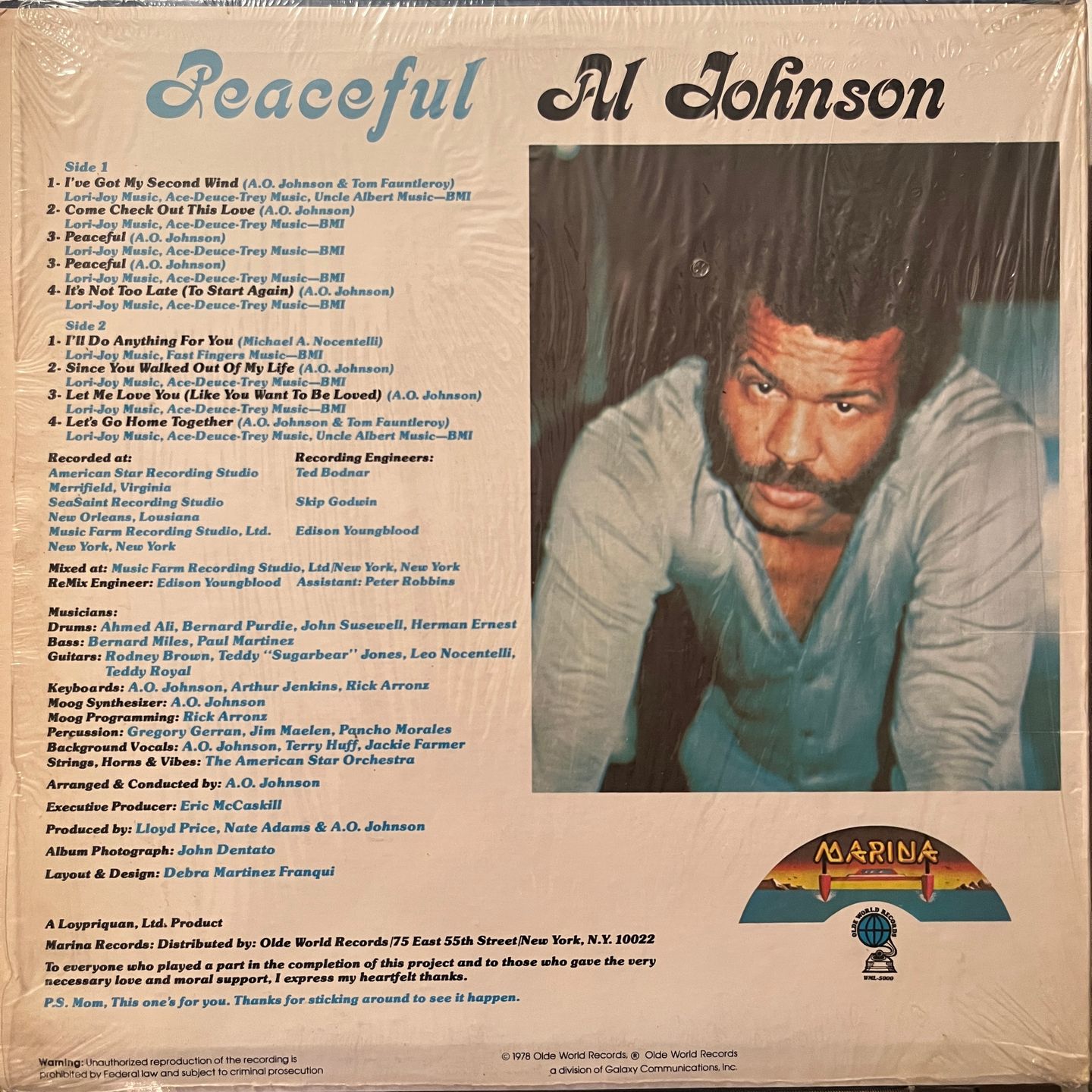 Al Johnson - Peaceful | Marina Records (WML 5000) - 2