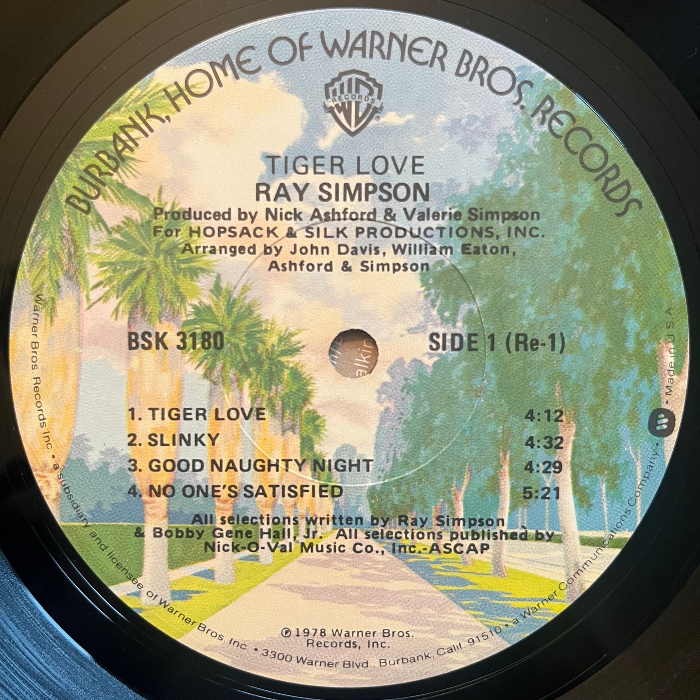 Ray Simpson - Tiger Love | Warner Bros. Records (BSK 3180) - 3