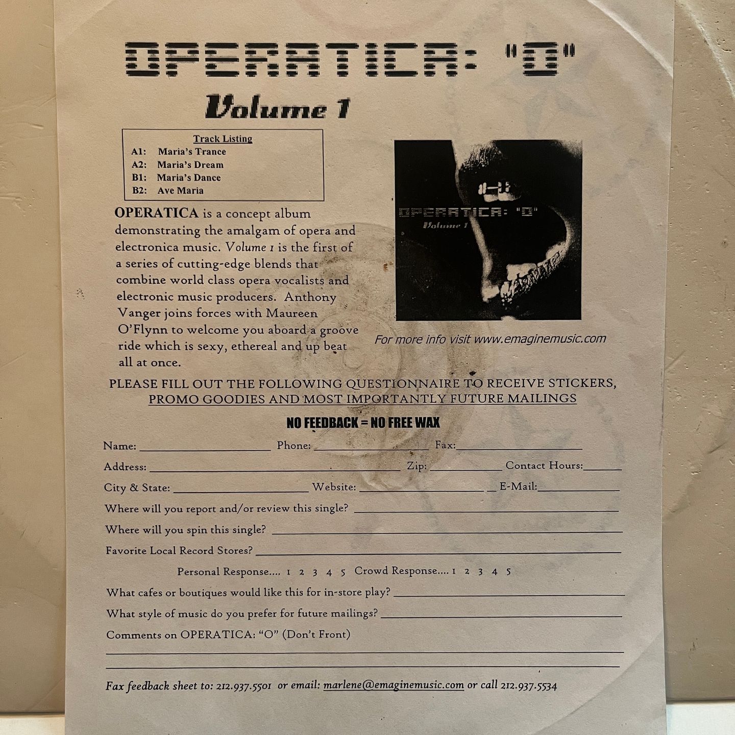 Operatica - "O" - Volume 1 | E-Magine Entertainment (EMA 1-601.D) - 2