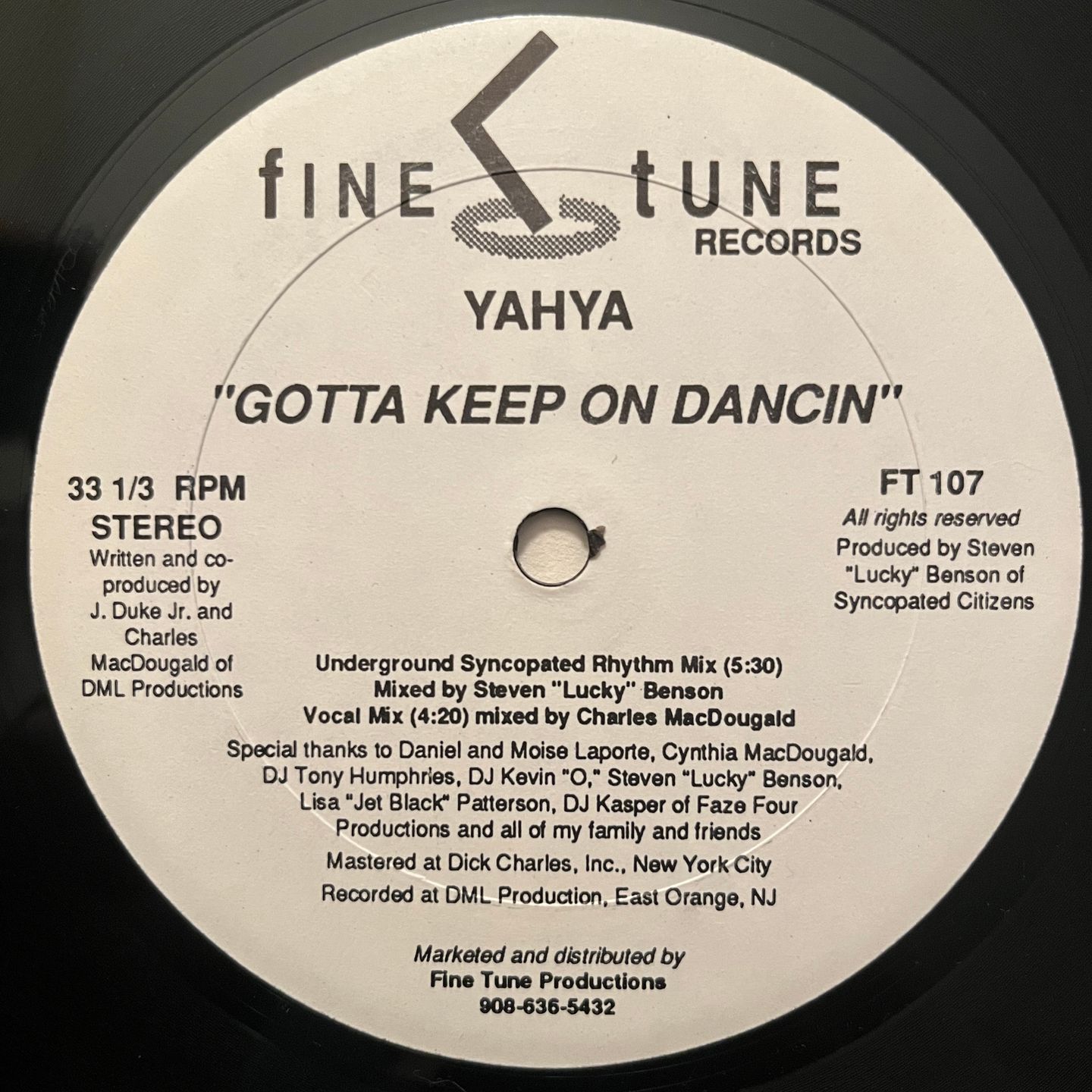 Yahya McDougald - Gotta Keep On Dancin | Fine Tune Records (FT 107) - main