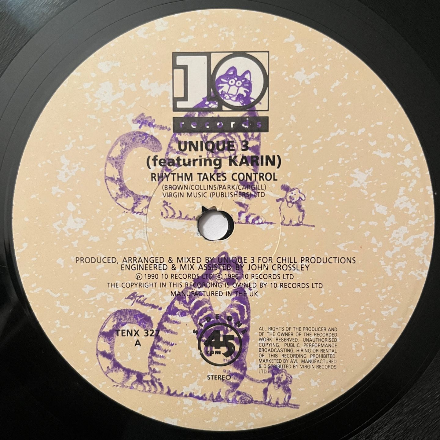Unique 3 Featuring Karin Minott - Rhythm Takes Control | 10 Records (TENX 327) - 3