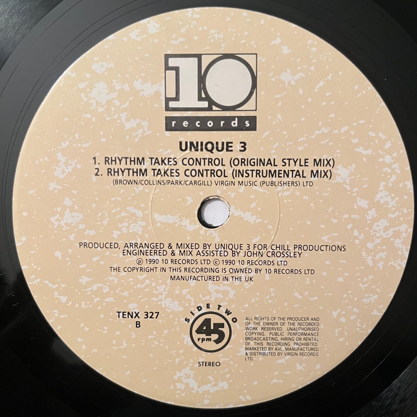 Unique 3 Featuring Karin Minott - Rhythm Takes Control | 10 Records (TENX 327) - 4