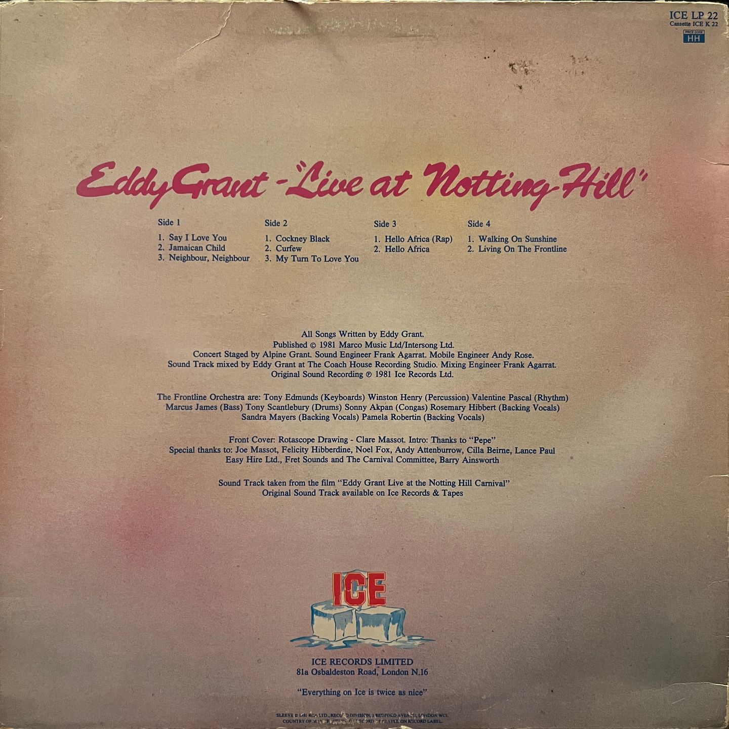 Eddy Grant - Live At Notting Hill | ICE (ICELP 22) - 2
