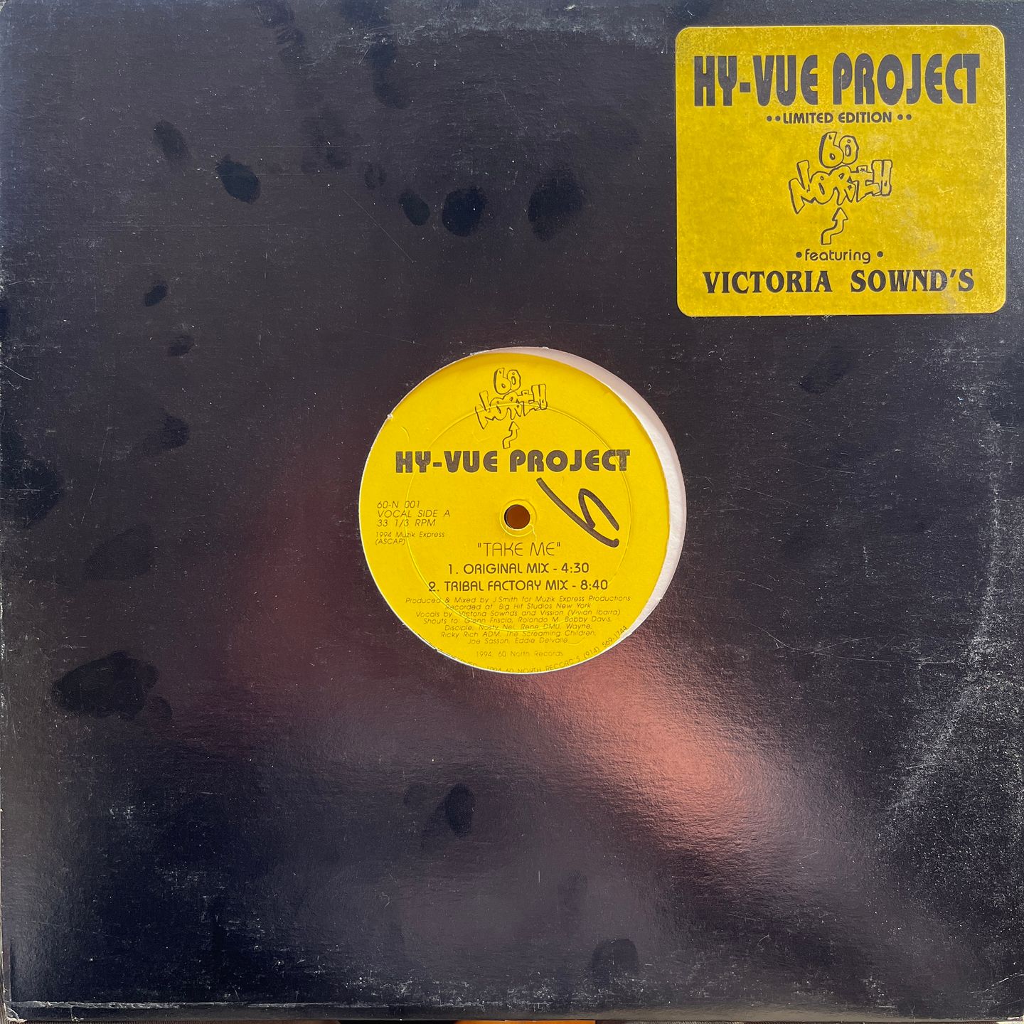 Hy-Vue Featuring Victoria Sownd's - Take Me | 60 North Records (60-N 001) - 4