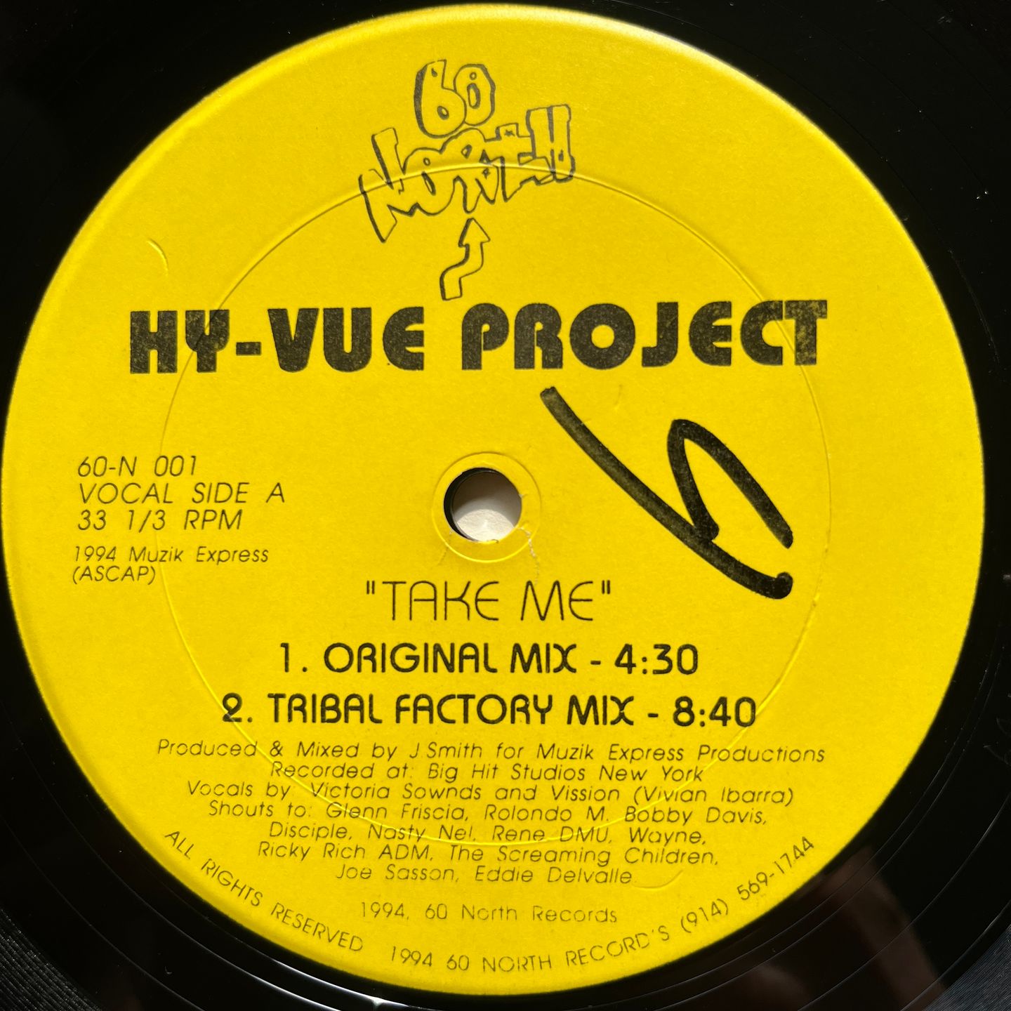 Hy-Vue Featuring Victoria Sownd's - Take Me | 60 North Records (60-N 001) - 2