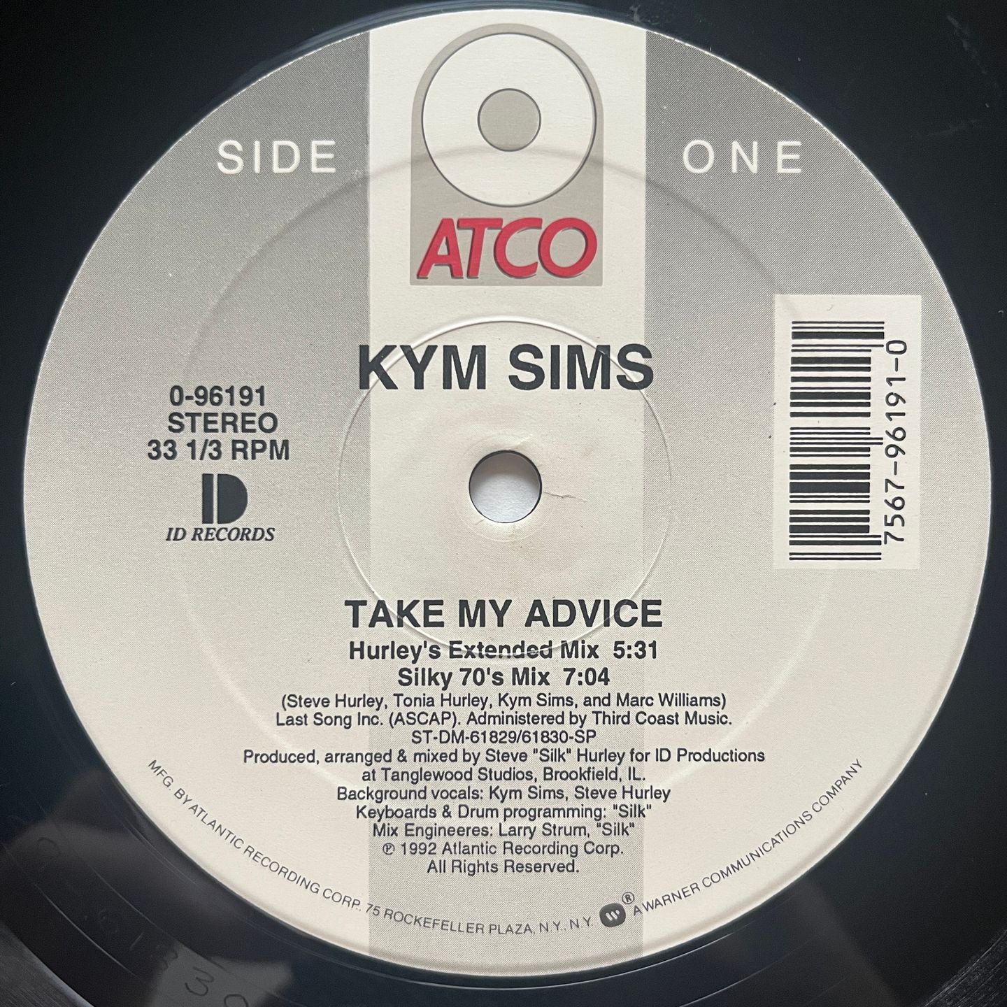 Kym Sims - Take My Advice | ATCO Records (0-96191) - 2