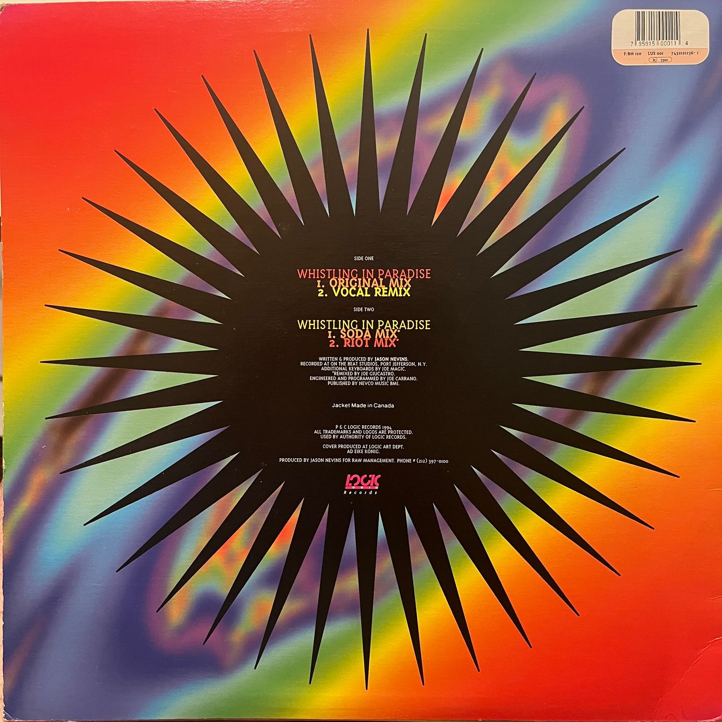 J. Soundtools - Whistling In Paradise | Logic Records (LUS 001) - 2