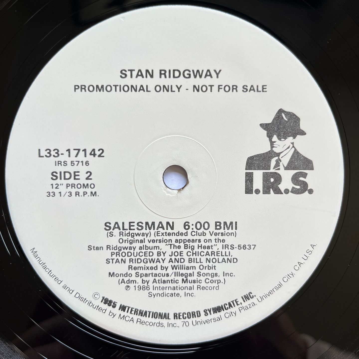 Stan Ridgway  &  William Orbit - Camouflage / Salesman | I.R.S. Records (L33-17142) - 4