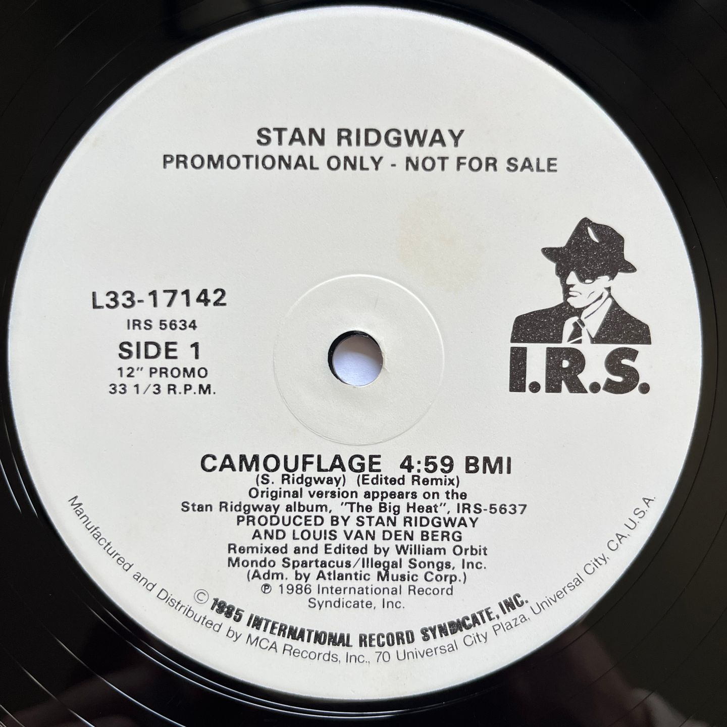 Stan Ridgway  &  William Orbit - Camouflage / Salesman | I.R.S. Records (L33-17142) - 3