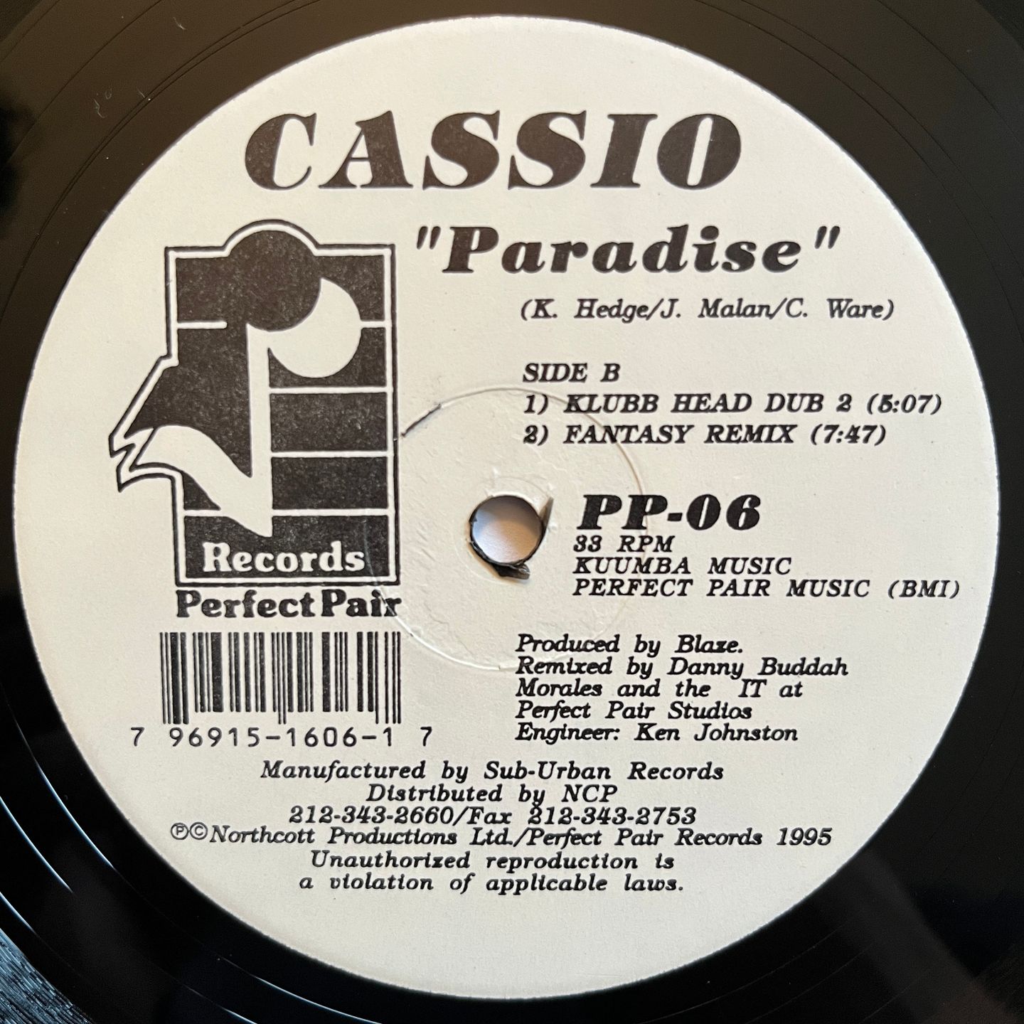 Cassio Ware - Paradise | Perfect Pair Records (PP-06) - 3