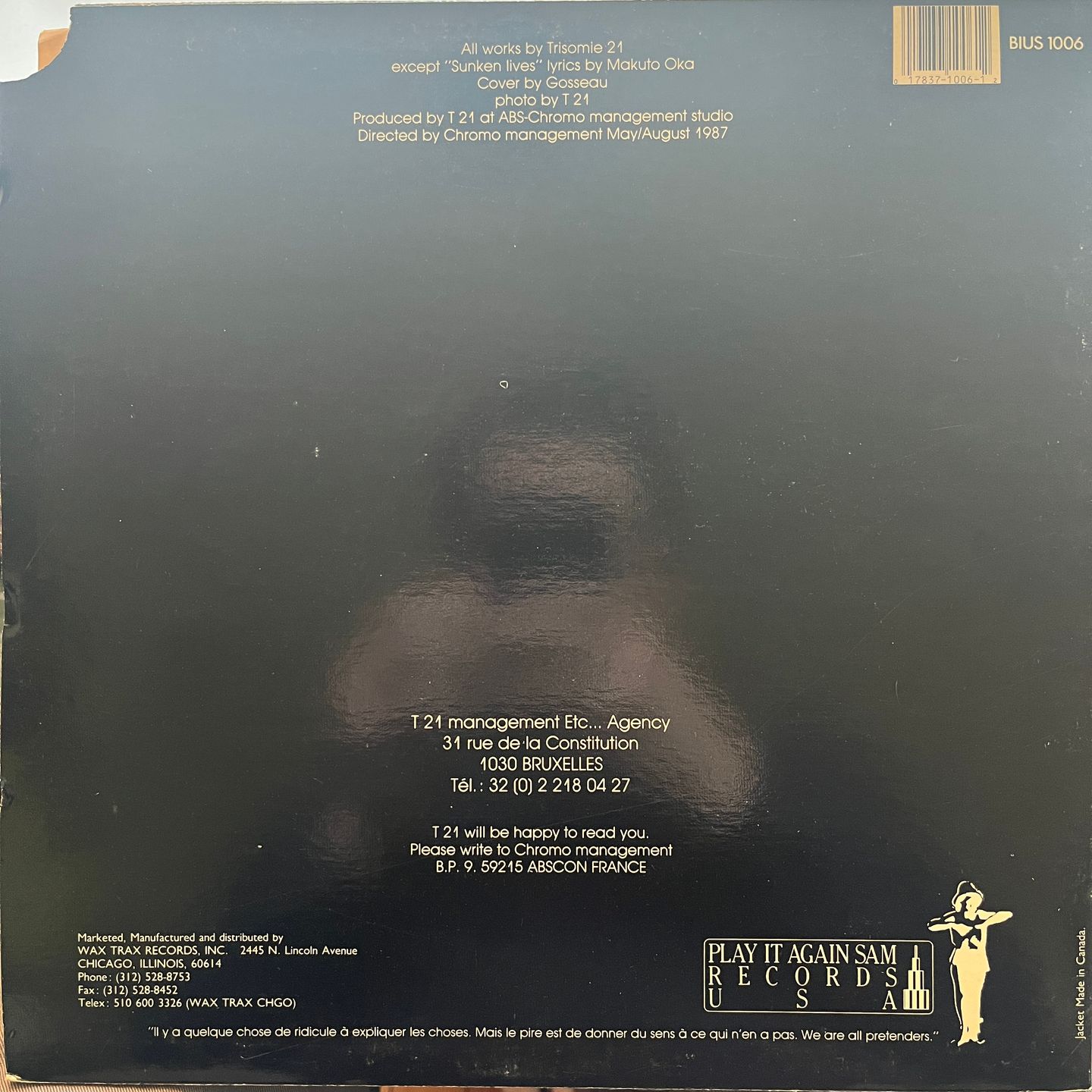 Trisomie 21 - Million Lights - A Collection Of Songs By Trisomie 21 | Play It Again Sam Records USA (BIUS 1006) - 2