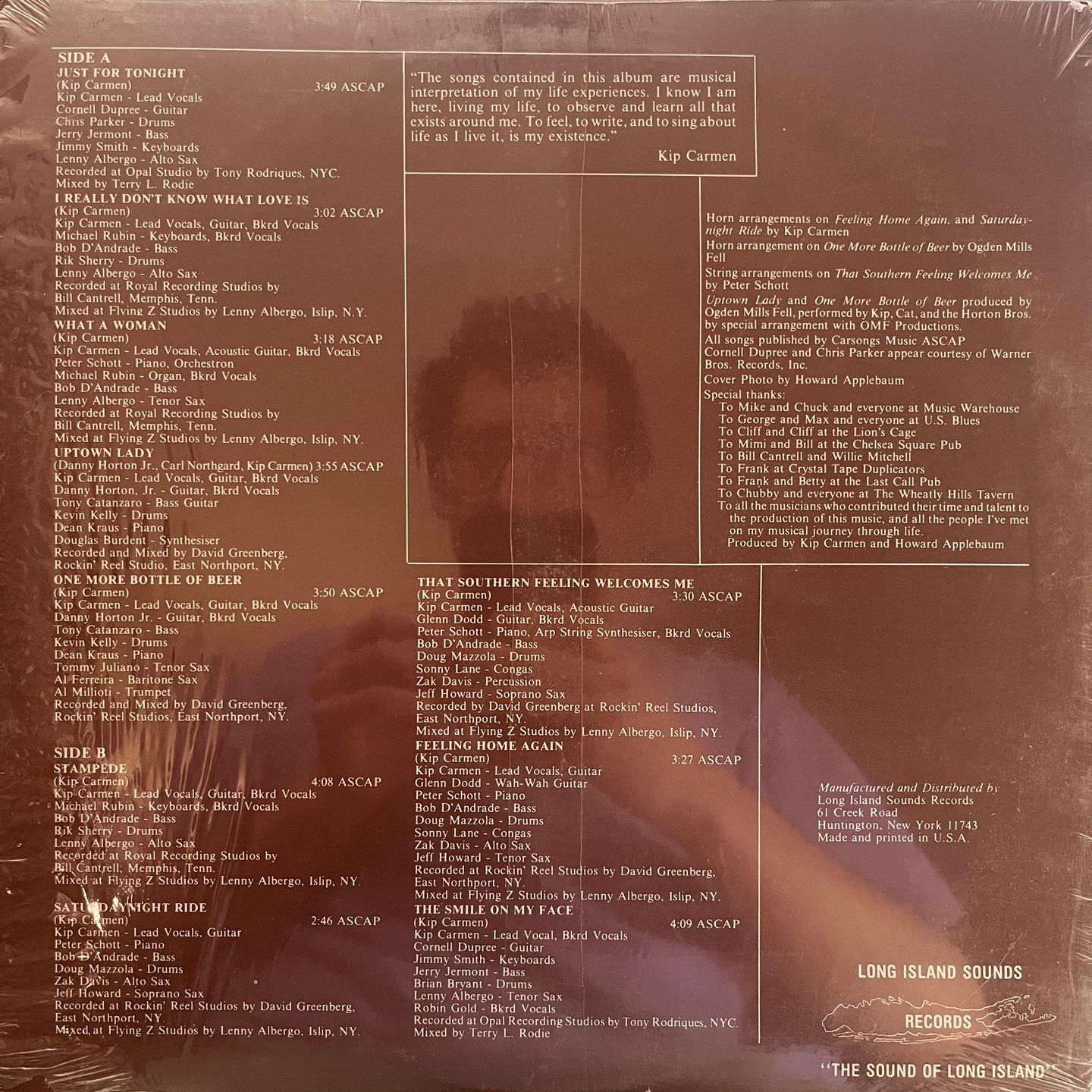 Kip Carmen - Just For Tonight | Long Island Sounds Records (KC-1800) - 2
