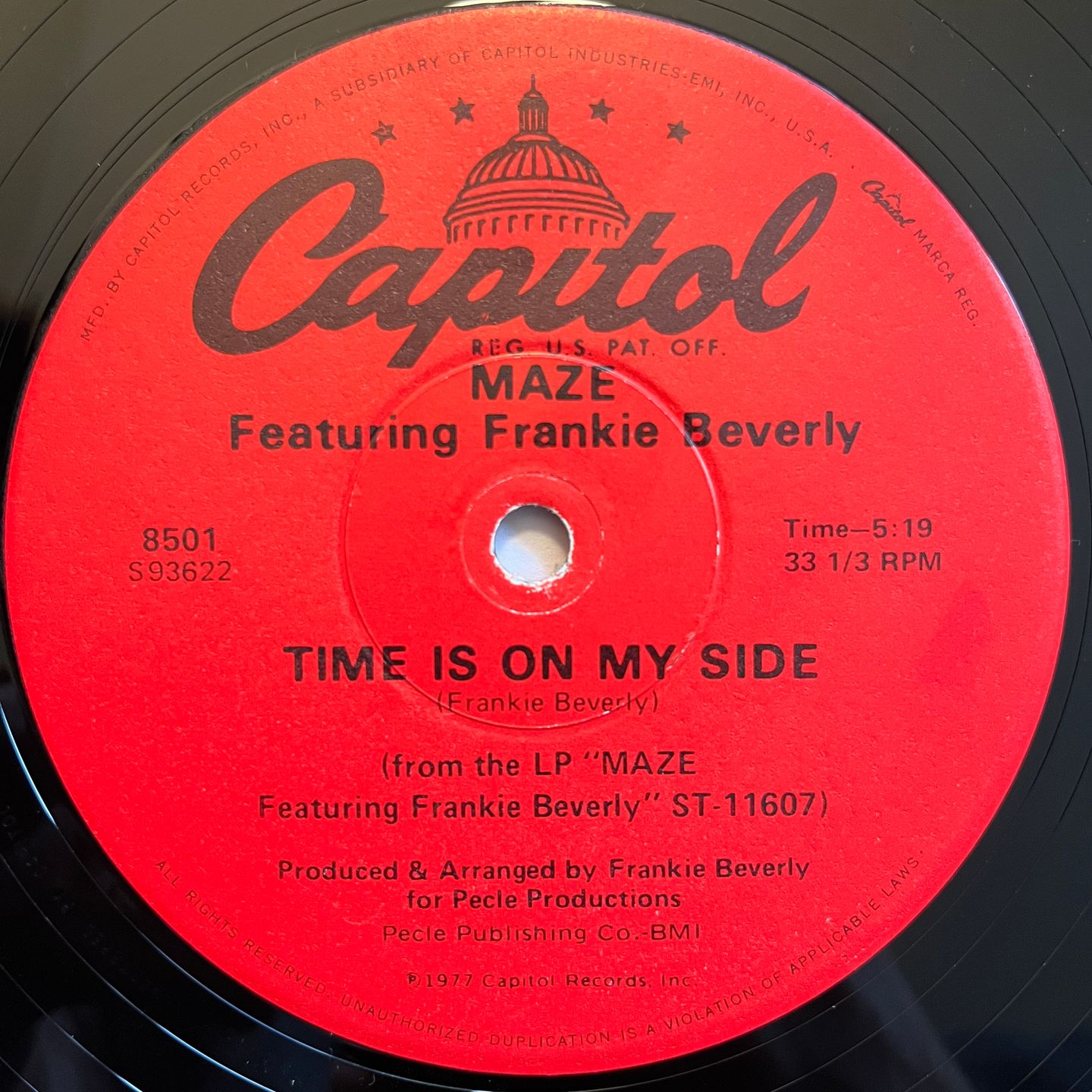 Maze Featuring Frankie Beverly / Raul de Souza - Time Is On My Side / Sweet Lucy | Capitol Records (8501) - main Maze Featuring Frankie Beverly / Raul de Souza - Time Is On My Side / Sweet Lucy | Capitol Records (8501) - main