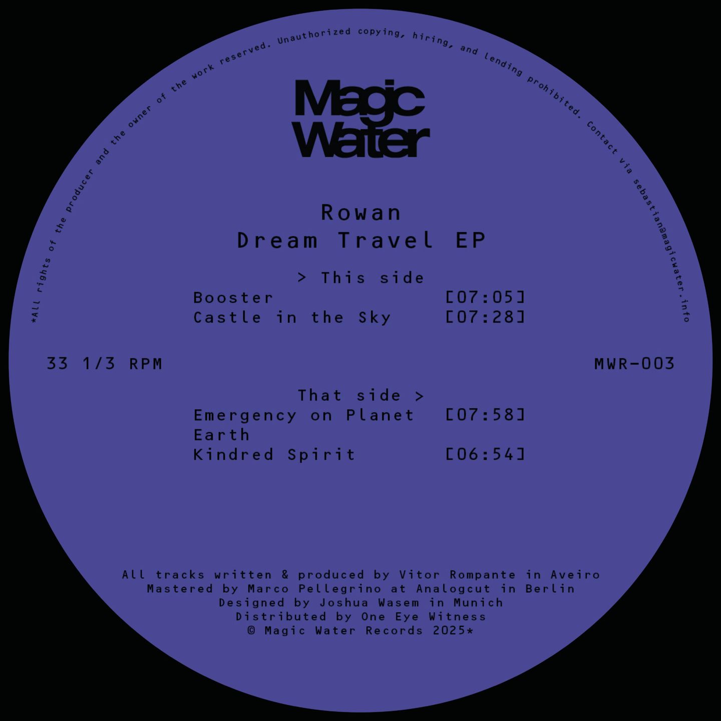 Rowan - Dream Travel EP | Magic Water Records (MWR-003) - main