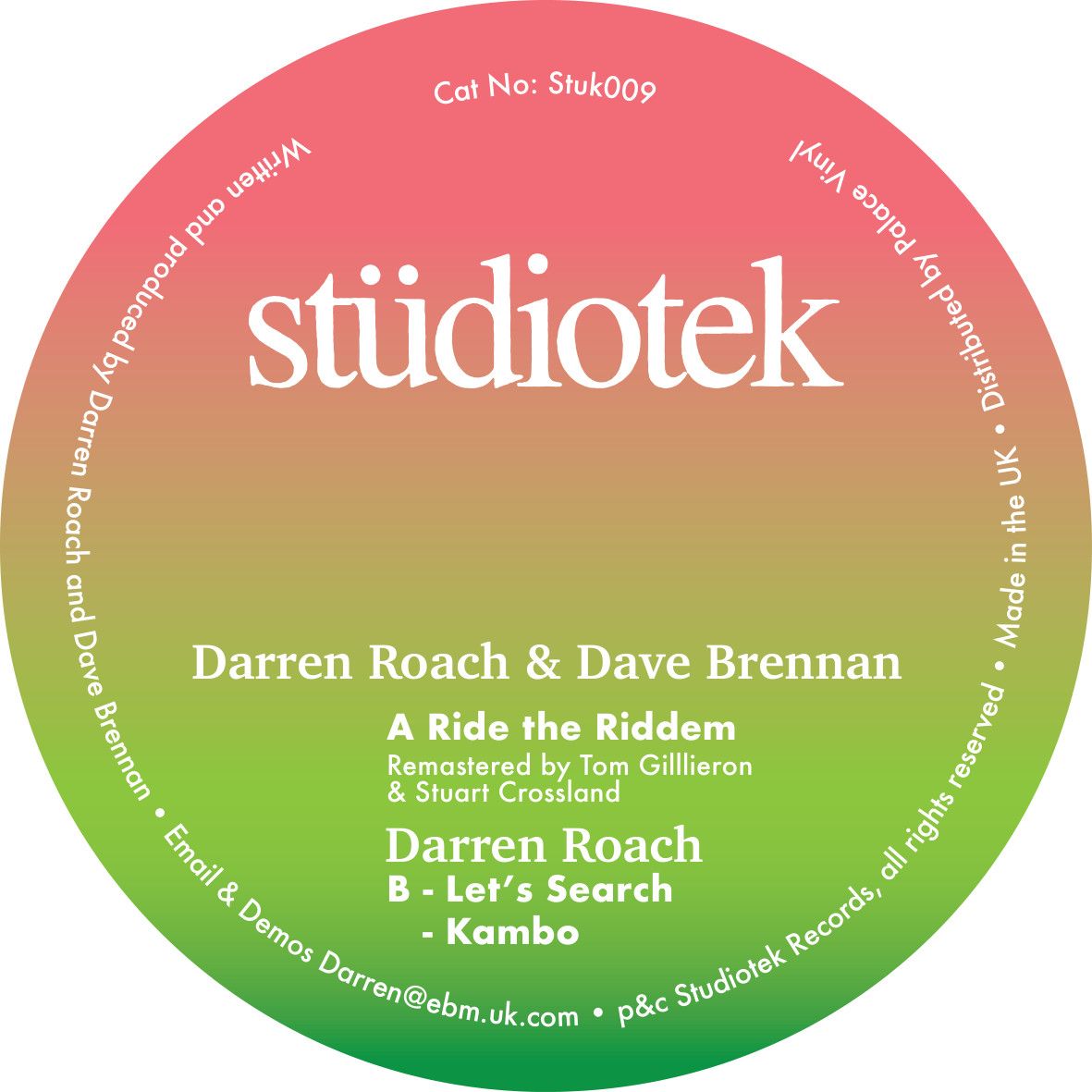 Darren Roach  &  Dave Brennan - Ride The Riddem EP | Studiotek (STUK009) - main