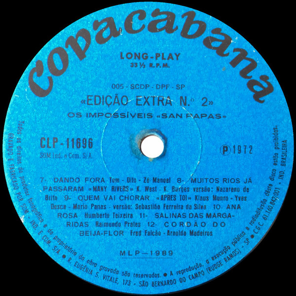 Os Impossíveis / San-Papas - Edição Extra No. 2 | Copacabana (CLP 11696) - 4 Os Impossíveis / San-Papas - Edição Extra No. 2 | Copacabana (CLP 11696) - 4