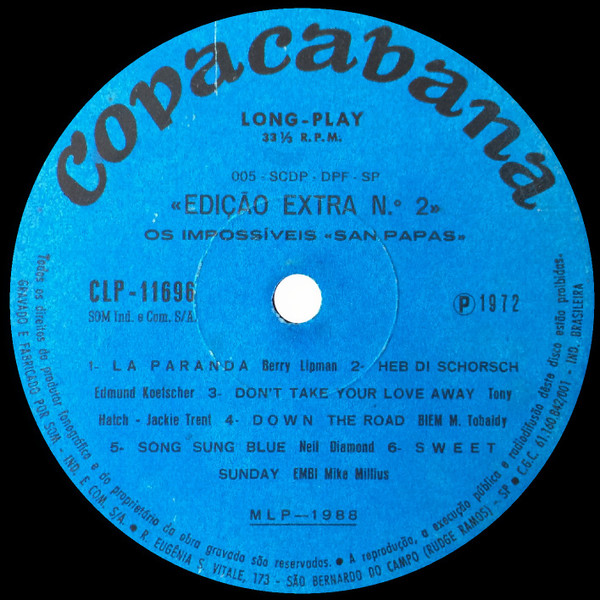 Os Impossíveis / San-Papas - Edição Extra No. 2 | Copacabana (CLP 11696) - 3 Os Impossíveis / San-Papas - Edição Extra No. 2 | Copacabana (CLP 11696) - 3