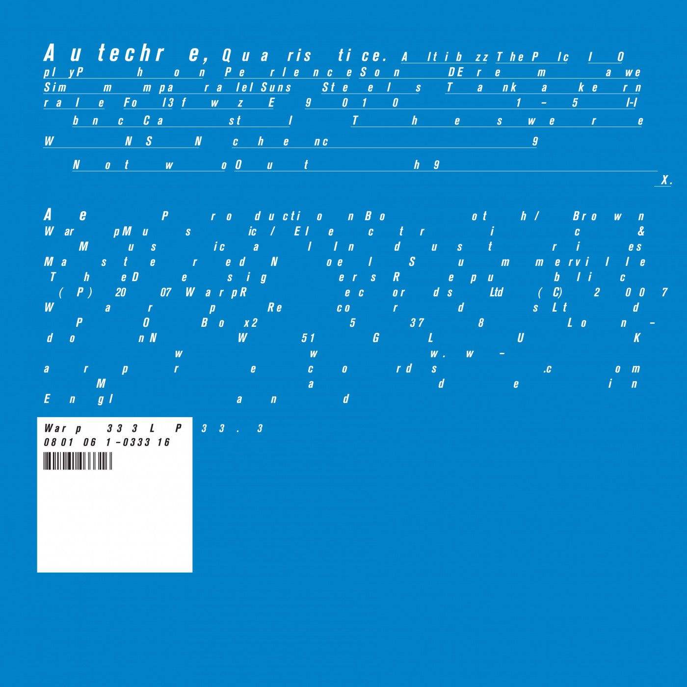 Autechre - Quaristice | Warp Records (WARPLP333R)