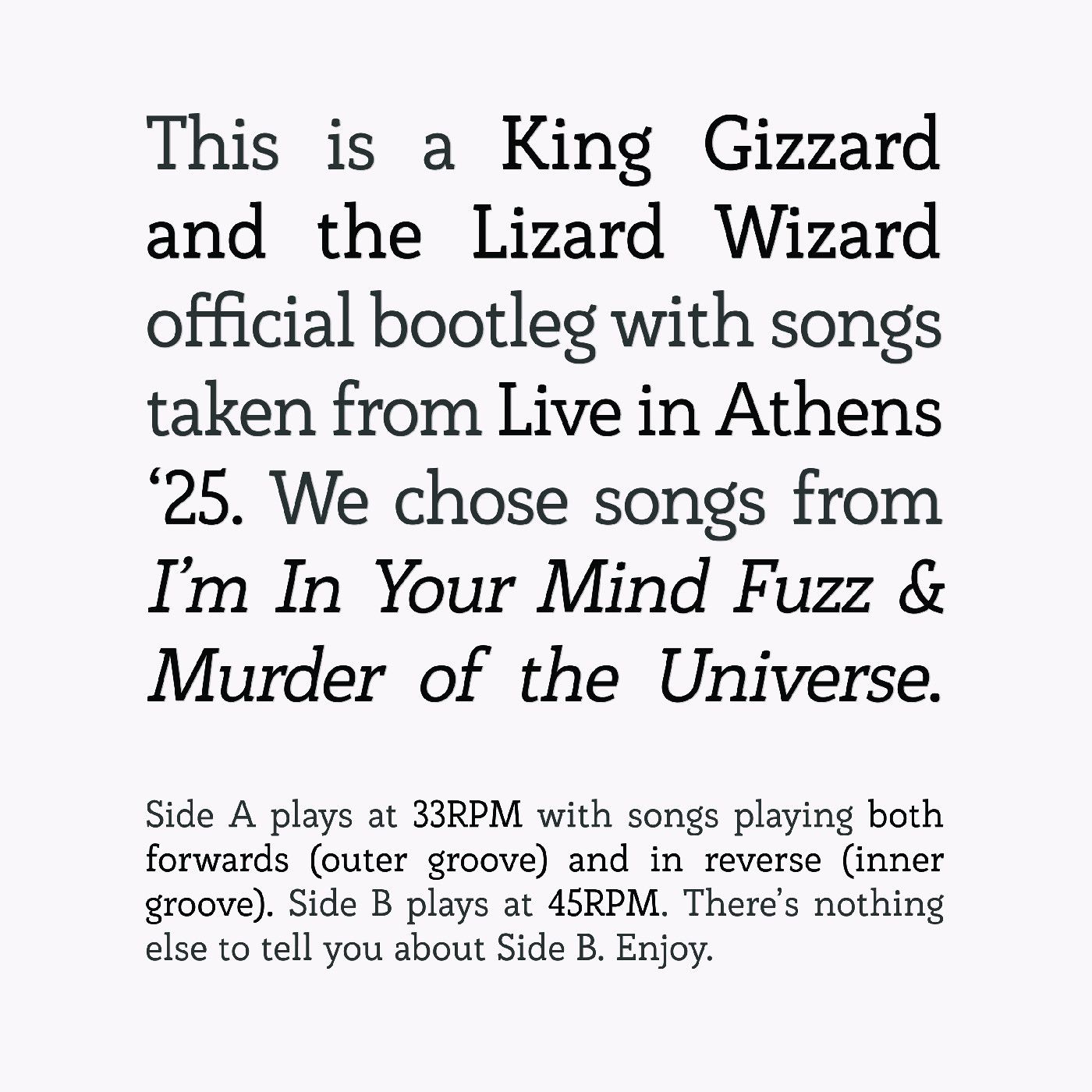 King Gizzard And The Lizard Wizard - Songs from I'm In Your Mind Fuzz & Murder of the Universe - Live in Athens '25 | Having Fun (HFR-012) - main