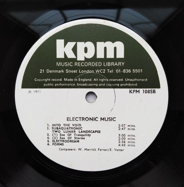 William Merrick Farran / Edgar M. Vetter - Electronic Music | KPM Music (KPM 1085) - 3