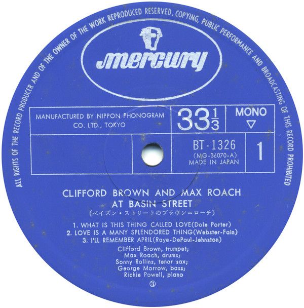 Clifford Brown And Max Roach - At Basin Street | EmArcy (BT-1326) - 3