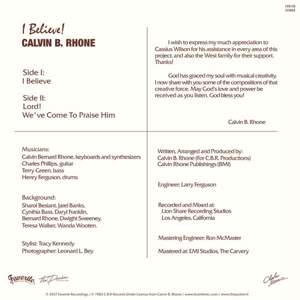 Calvin Bernard Rhone - I Believe! | Favorite Recordings (FVR129) - 2
