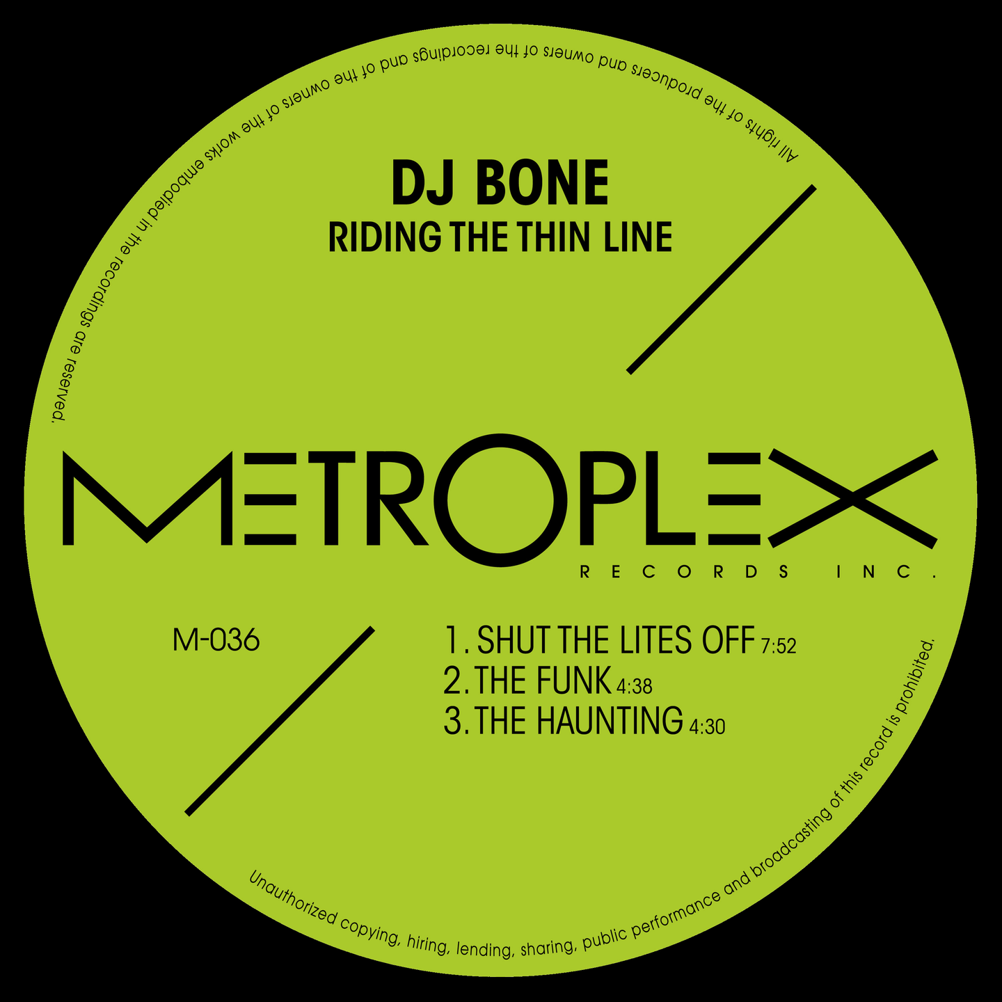 DJ Bone - Riding The Thin Line (2025 Repress) | Metroplex (M036) - main